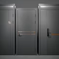 Three Dark Colored Security Doors With Modern Design And Metal Accents