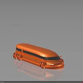 Orange Stretched Limousine With Sleek Body Black Windows And Red Wheels