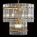 Crystal Chandelier with Gold Frame Multi Tier Transparent Design and Illuminated Glass for Luxurious Interiors