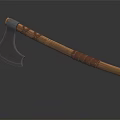 Traditional Handcrafted Axe With Wooden Handle And Polished Metal Blade