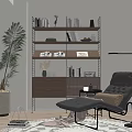 Nordic Bookshelf Bookcase Casual Chair 3d model