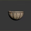 Rustic Handcrafted Ceramic Bowl With Handle And Brown White Patterned Design