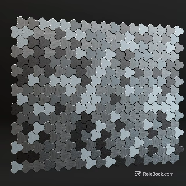 Modern Wall Surface With Gray White Black Hexagon Mosaic Tiles Pattern Design 3d model 