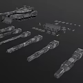 Detailed Tank 3D Model With Multiple Components And Spare Parts 3d model