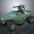 Green All Terrain Vehicle With Mounted Gun And Seats Modern Design
