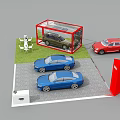 SAIC Audi Car Display With Blue Sedan And SUV Models In Parking Area