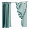 Light Blue Fabric Curtains Hanging And Tied Design For Window Decoration