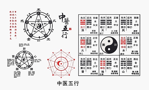 Tai Chi, Five Elements, Yin and Yang, Eight Diagrams, Five Elements and Eight Rams of Traditional Chinese Medicine 3d model