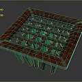 Ancient Decorative Weapon With Square Grid Design Carved Edges And Green Supporting Legs