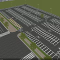 Large Modern Parking Lot With White Pavement Markings Street Lights And Trees