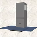 Sleek Gray Elica Kitchen Range Hood With Modern Design And Blue Base