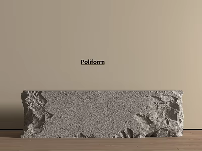 Poliform Reception Desk with Textured Gray Stone Surface and Modern Design 3d model