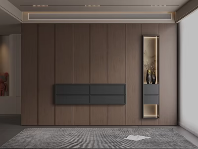 Elegant Modern Bookcase Design With Built in Lighting And Sleek Wooden Panels 3d model