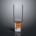 Industrial Device With Long Vertical Poles Orange And White Components Base