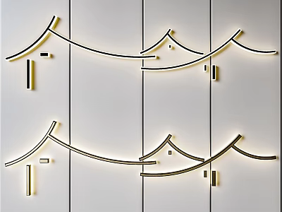 Modern Wall Decor With Lighted Architectural Shapes On Paneled Walls 3d model