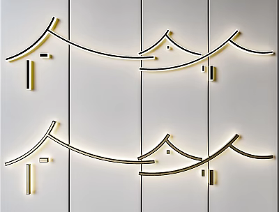 Modern Wall Decor With Lighted Architectural Shapes On Paneled Walls 3d model