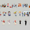 Modern 2D Education Icon Learning Stationery School Decoration Silhouette 3d model