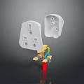 White Computer Power Socket 3D Model With Plug Part And Colored Wires 3d model