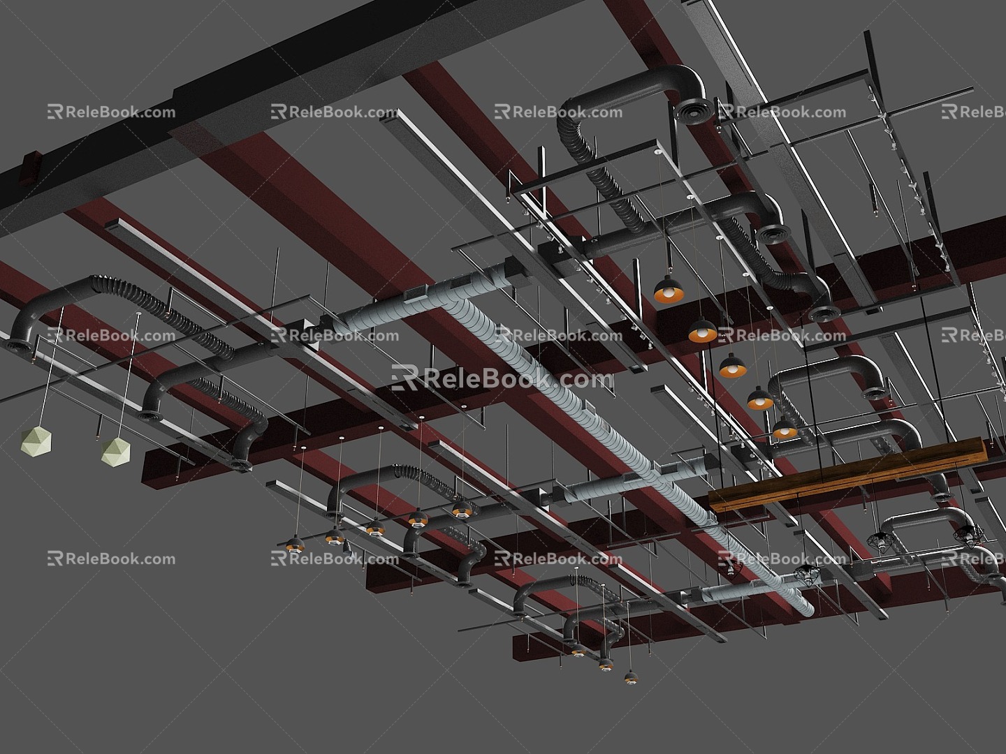 Industrial Air Duct Ceiling Industrial LOFT Ceiling Duct Ceiling Duct Air Conditioning Duct 3d model