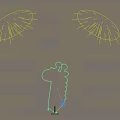 Cute Cartoon Giraffe With Yellow Body Brown Spots Big Eyes Smiling On Blue Background