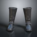 Comfortable Black Leather Tall Boots Featuring Strap And Buckle Details For Daily Use