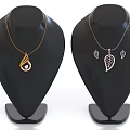 Elegant Gold And Silver Leaf Pendant Necklaces With Pearl On Display Stands