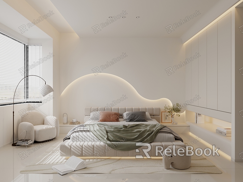 Modern Simple Cream Style Bedroom model