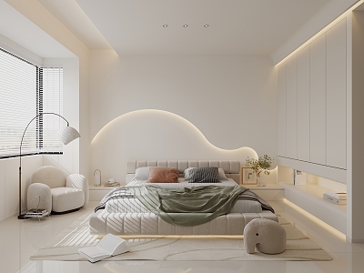 Modern Simple Cream Style Bedroom model