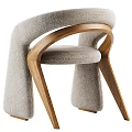 Modern Leisure Chair With Curved Wooden Armrests And Comfortable Fabric Seat Design