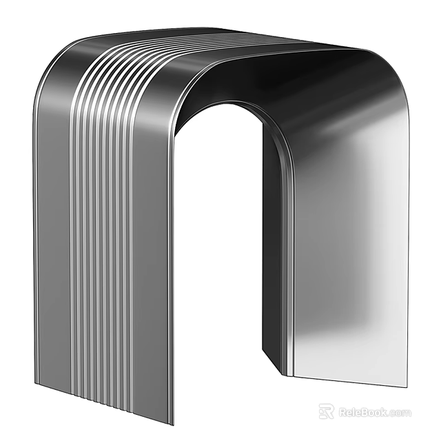Modern Metal Side Table With Sleek Curved Design And Smooth Surface 3d model