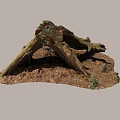 Natural Stone And Wood Sculpture With Rustic Textured Surface And Organic Root Design