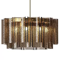 Modern Green Glass Chandelier With Textured Wave Pattern Hanging Light Fixture
