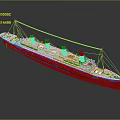 Classic Cruise Ship Model with White Hull Black Smokestacks and Red Accents