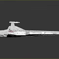 White and Red Cosmic Spaceship Model Featuring Sleek Design Yellow Circular Details and Futuristic Thrusters
