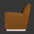 Stylish Orange Leather Armchair With Modern Curved Design And Comfortable Seating