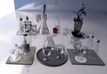 Art installation glass bottle decanter wine bottle glass wine glass bottle ornaments 3d model