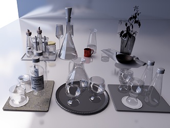 Art installation glass bottle decanter wine bottle glass wine glass bottle ornaments 3d model