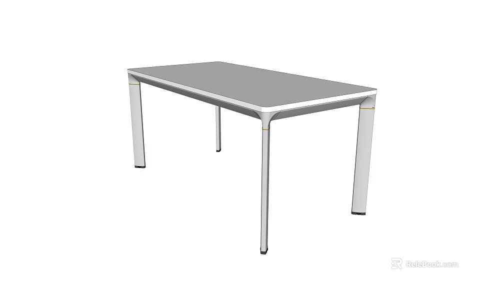 Modern Minimalist Table Design With Gray Top And White Sleek Legs 3d model 