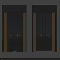 Modern Black and Brown Swing Doors With Decorative Strips and Gold Door Handles