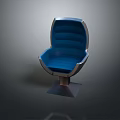 Modern Blue Single Chair With Curved Backrest Upholstered Seat And Metal Frame Base