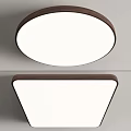 Modern Ceiling Lights With Circular and Square Wooden Frames and White Light Panels 3d model