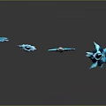Blue Ice Crystal Decorative Weapons With Ornate Blades And Handles