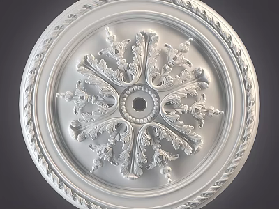 Circular Ornamental Component With Intricate Floral Carvings Central Hole And Rope Edge 3d model