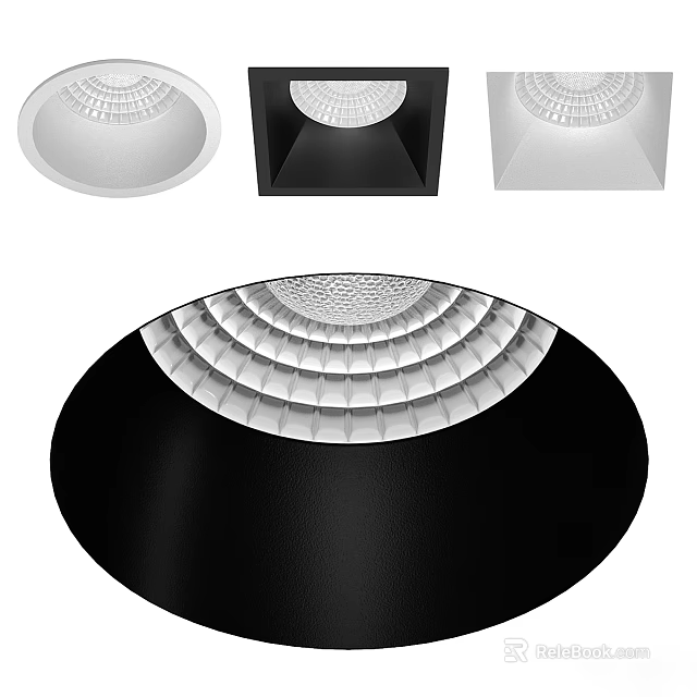 Contemporary Black and White Ceiling Lights with Round Square Shapes and Layered Grid Design 3d model 