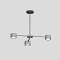 Modern Three Light Metallic Chandelier With Minimalist Design Ceiling Mounted Illuminated 3d model
