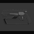 Advanced Futuristic Black Pistol With Tactical Rails Blue Indicator Light And Modern Design