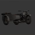 Vintage Motorcycle With Sidecar Classic Design Leather Seat And Black Wheels