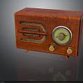 Vintage Electronic Radio With Red Wooden Case Speaker Grille Round Dial And Knobs