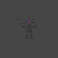 Game Movie Character Purple Black Mechanical Dragon With Sharp Structures And Glowing Eyes