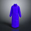 Purple Long Puffer Coat With Stand Collar And Modern Stylish Design